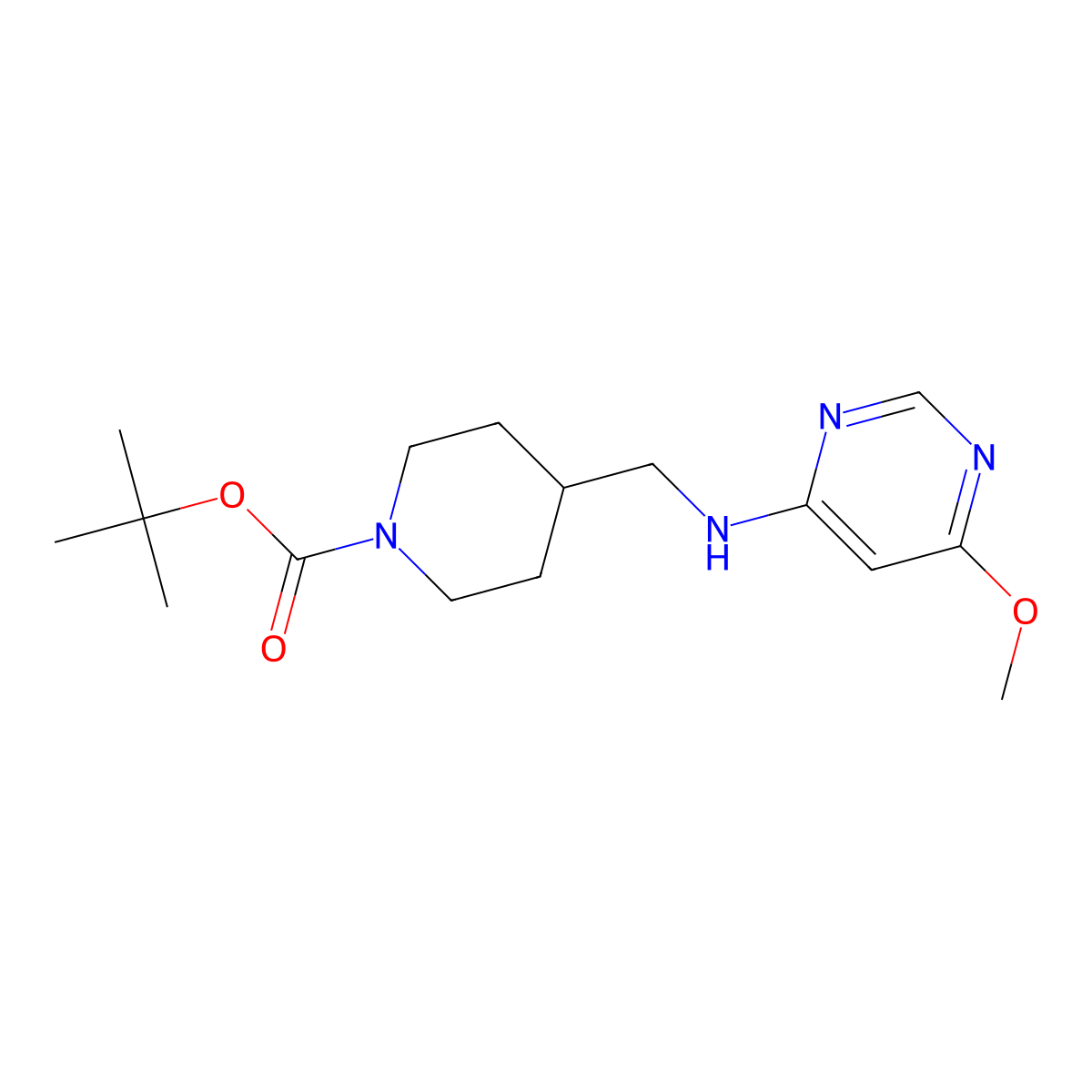 tert-Butyl 4-(((6-methoxypyrimidin-4-yl)amino)methyl)piperidine-1-carboxylate molecular structure, CAS 1353980-28-5