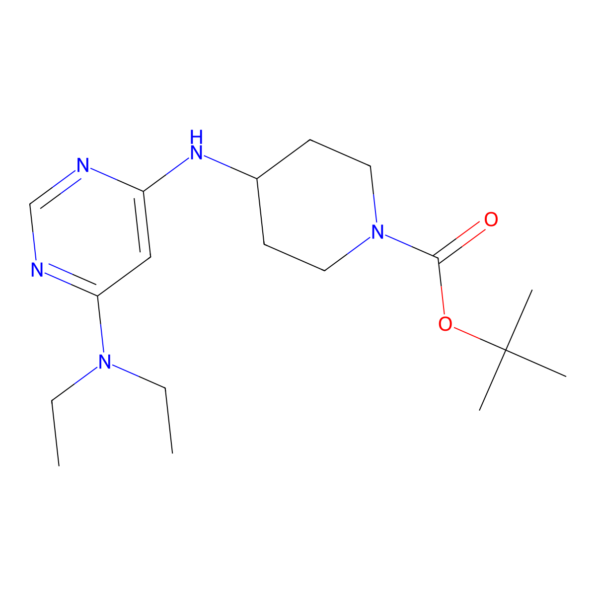tert-Butyl 4-((6-(diethylamino)pyrimidin-4-yl)amino)piperidine-1-carboxylate molecular structure, CAS 1353980-35-4