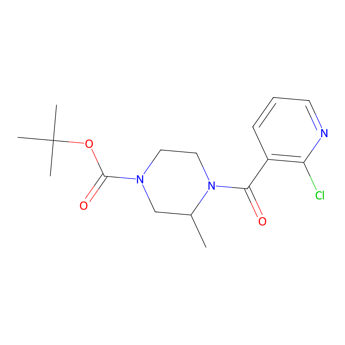 tert-Butyl 4-(2-chloronicotinoyl)-3-methylpiperazine-1-carboxylate molecular structure, CAS 1353980-43-4