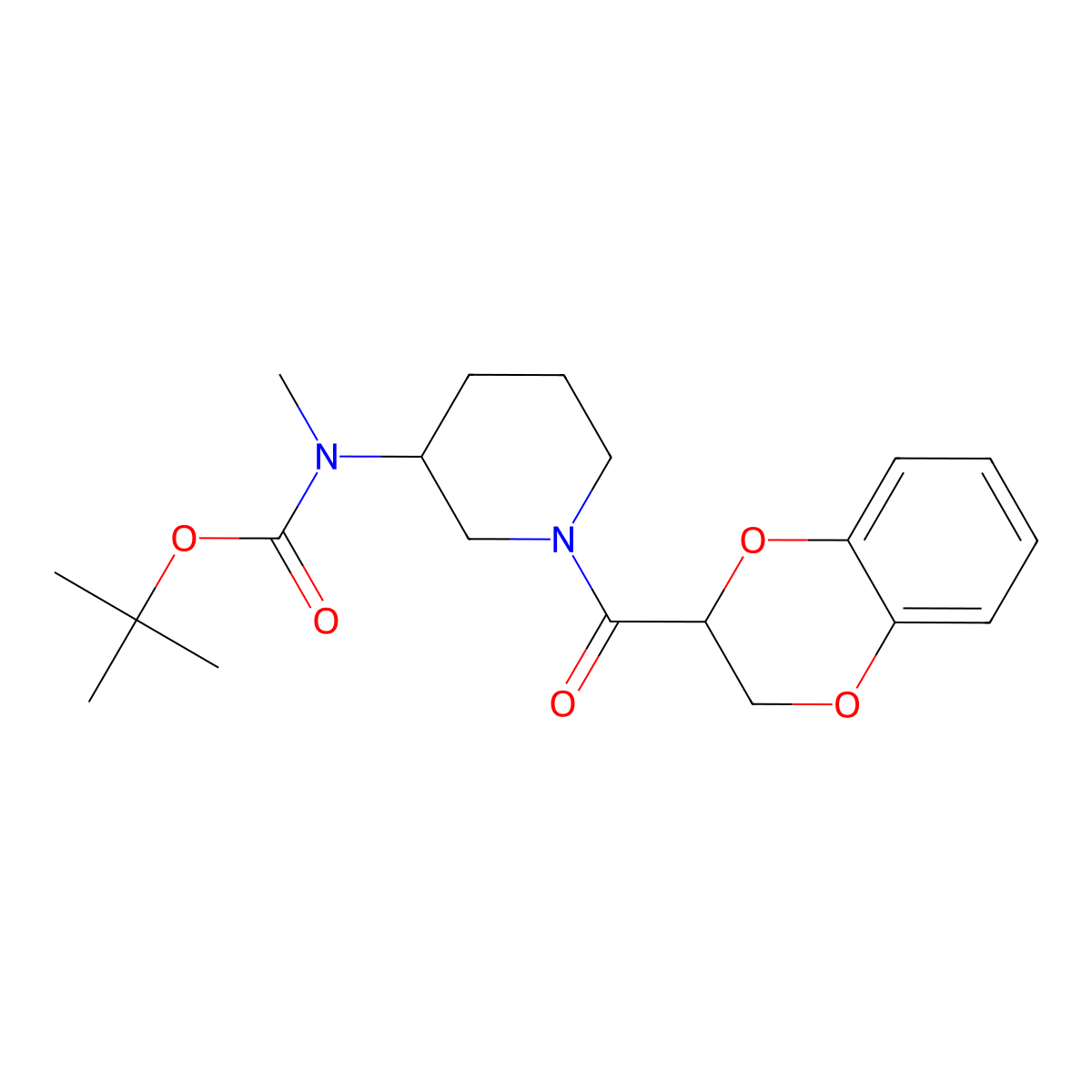 tert-Butyl (1-(2,3-dihydrobenzo[b][1,4]dioxine-2-carbonyl)piperidin-3-yl)(methyl)carbamate molecular structure, CAS 1353980-57-0