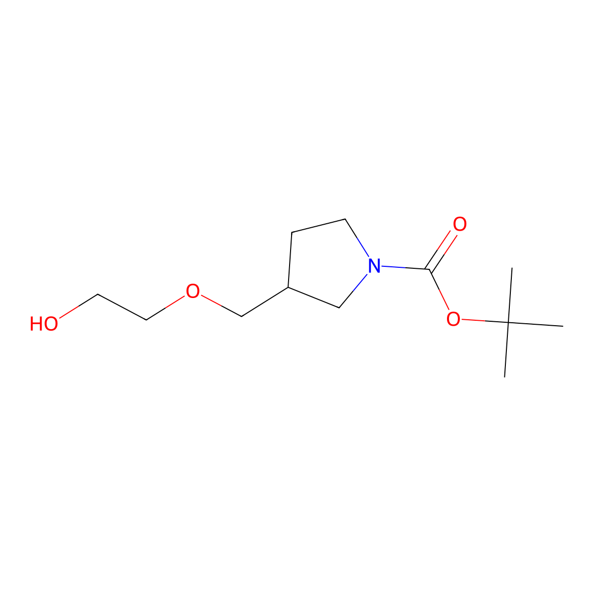 3-(2-Hydroxy-ethoxymethyl)-pyrrolidine-1-carboxylic acid tert-butyl ester molecular structure, CAS 1353980-61-6