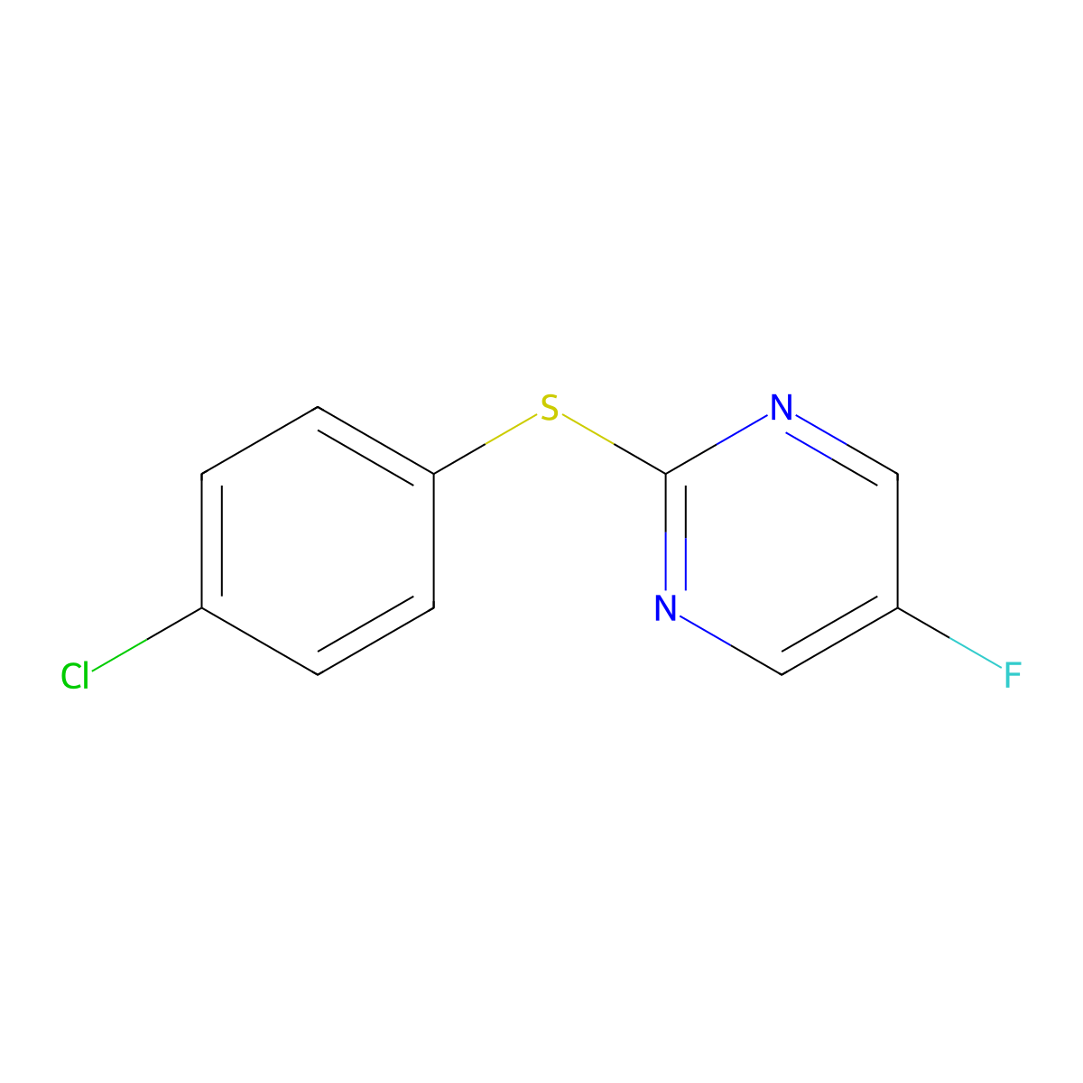 2-((4-Chlorophenyl)thio)-5-fluoropyrimidine molecular structure, CAS 1353980-68-3