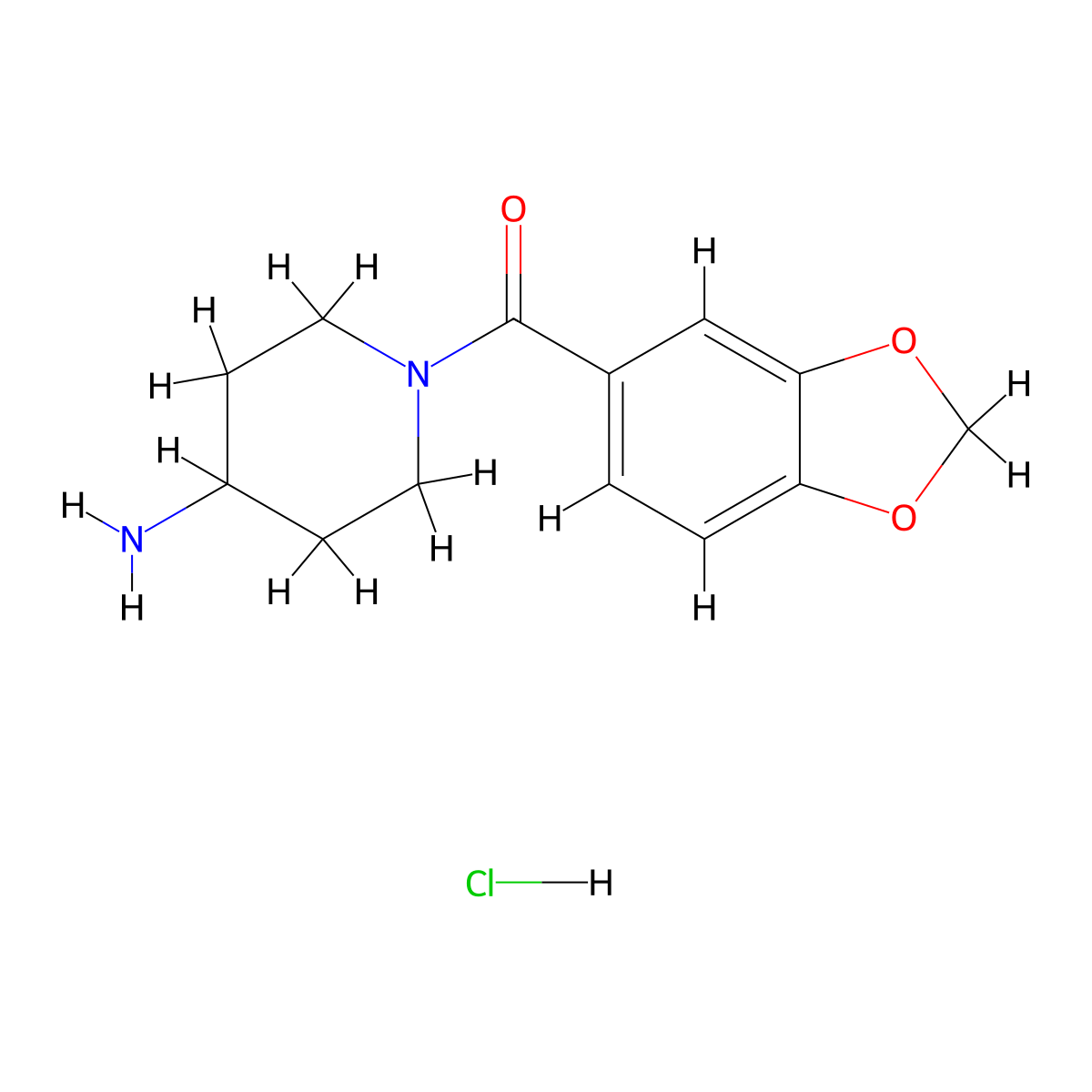 (4-Aminopiperidin-1-yl)(benzo[d][1,3]dioxol-5-yl)methanone hydrochloride molecular structure, CAS 1353980-73-0