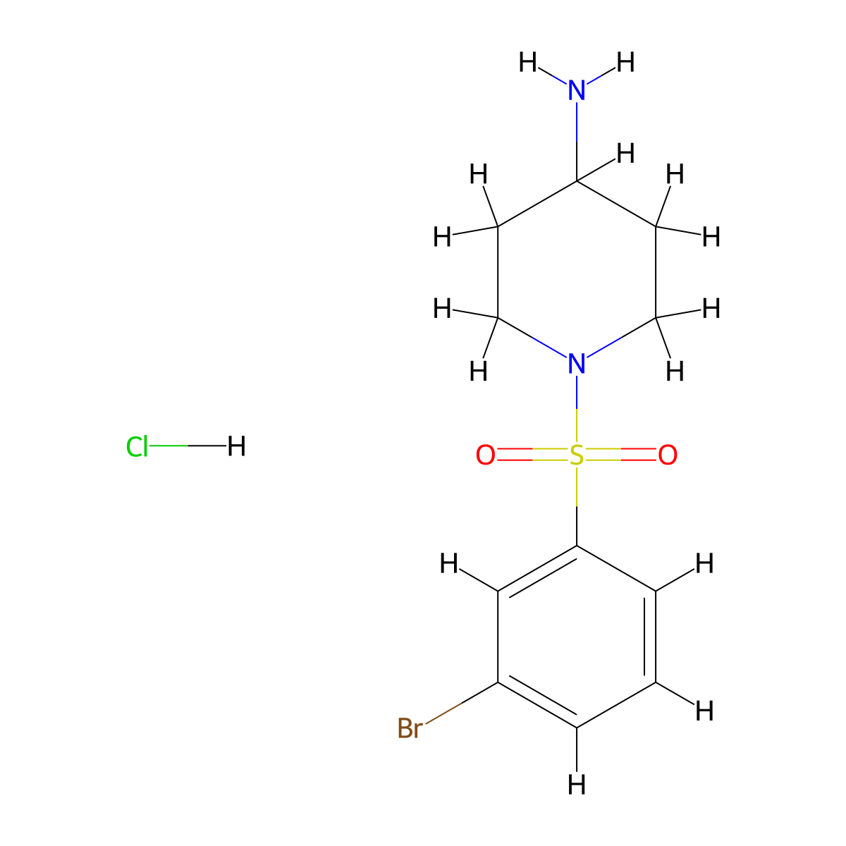 1-((3-Bromophenyl)sulfonyl)piperidin-4-amine hydrochloride molecular structure, CAS 1353980-79-6