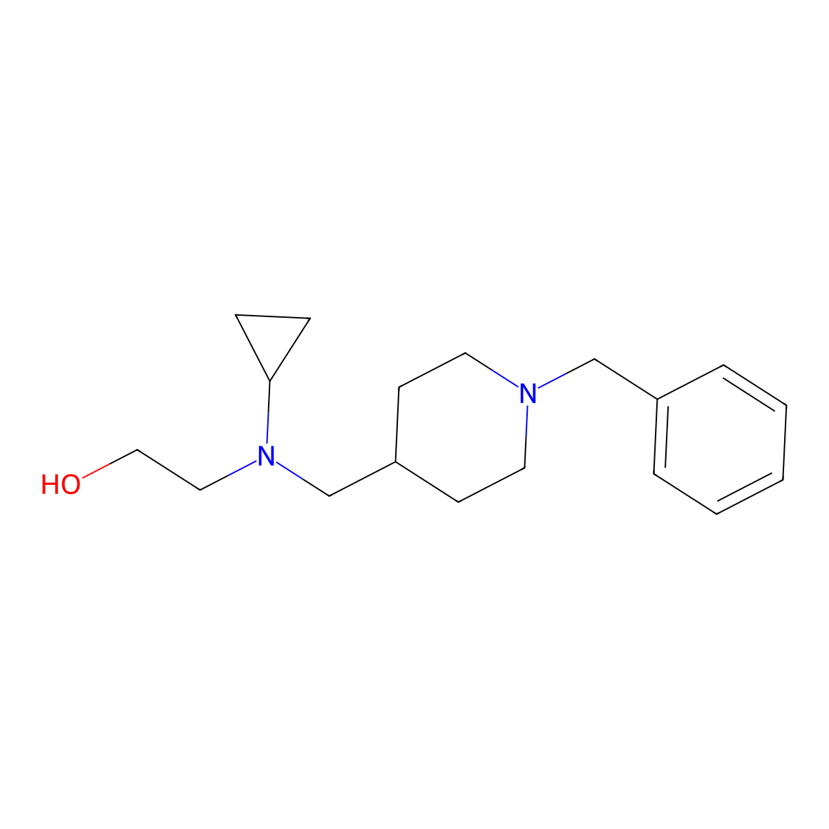 2-(((1-Benzylpiperidin-4-yl)methyl)(cyclopropyl)amino)ethanol molecular structure, CAS 1353981-26-6