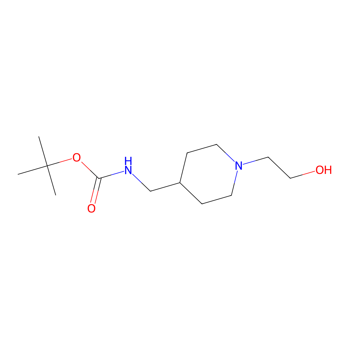 tert-Butyl ((1-(2-hydroxyethyl)piperidin-4-yl)methyl)carbamate molecular structure, CAS 1353981-34-6