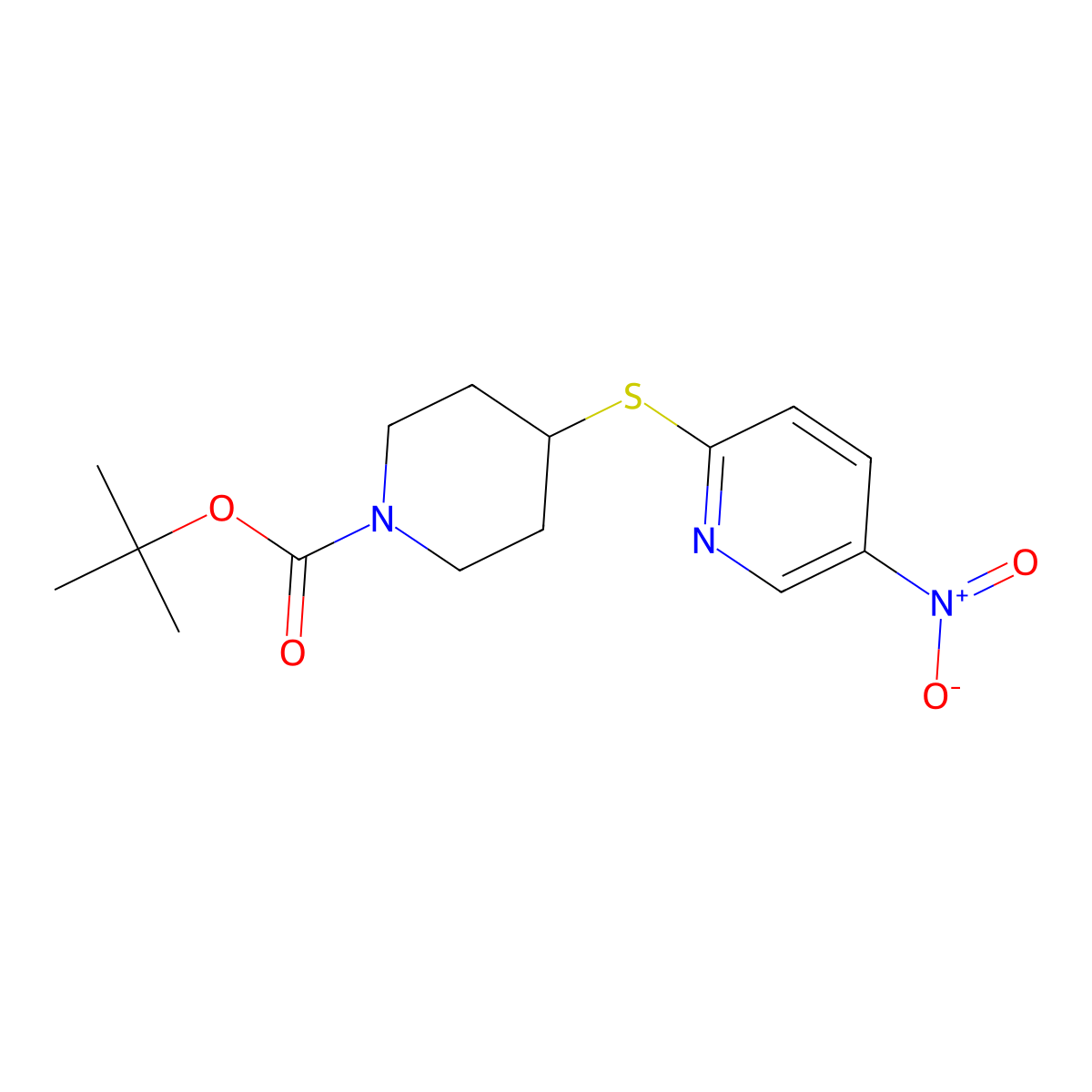 tert-Butyl 4-((5-nitropyridin-2-yl)thio)piperidine-1-carboxylate molecular structure, CAS 1353981-45-9