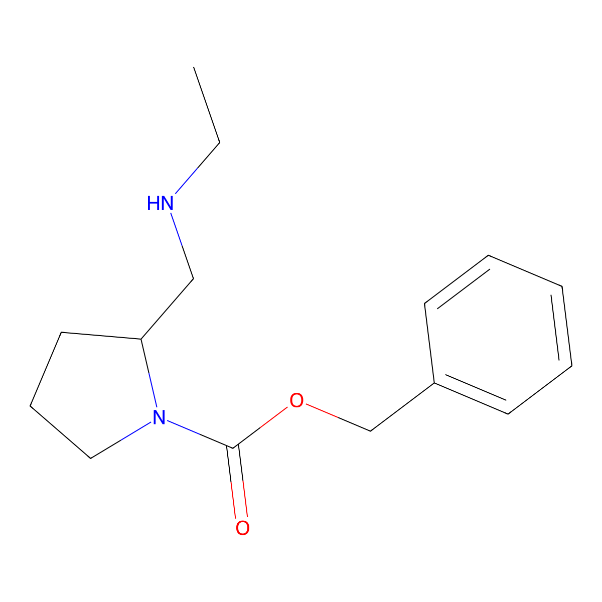 2-Ethylaminomethyl-pyrrolidine-1-carboxylic acid benzyl ester molecular structure, CAS 1353981-46-0