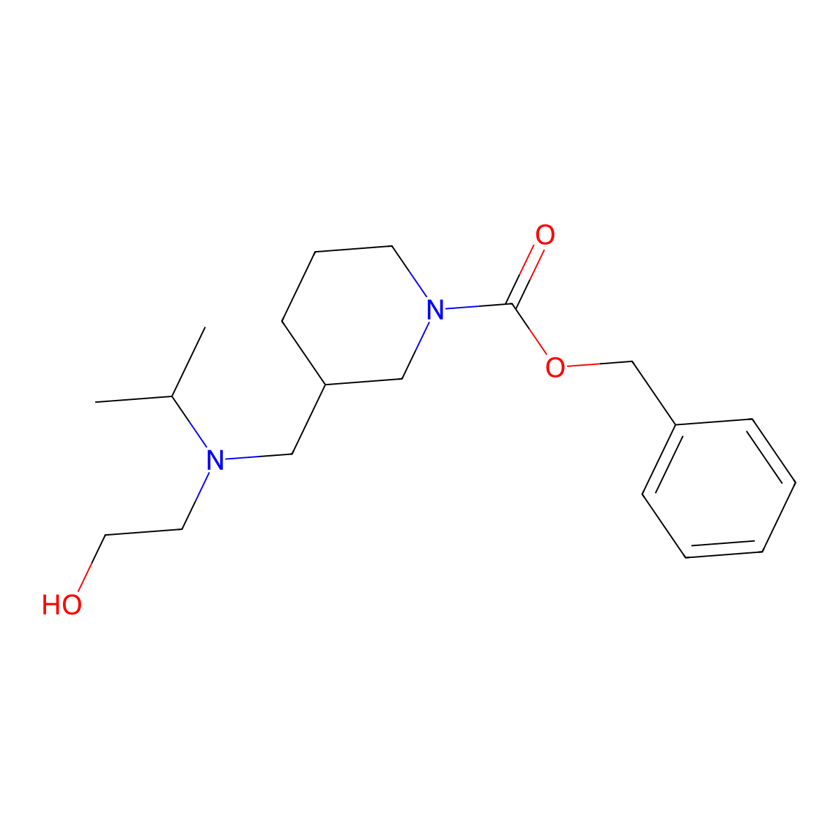 Benzyl 3-(((2-hydroxyethyl)(isopropyl)amino)methyl)piperidine-1-carboxylate molecular structure, CAS 1353981-57-3