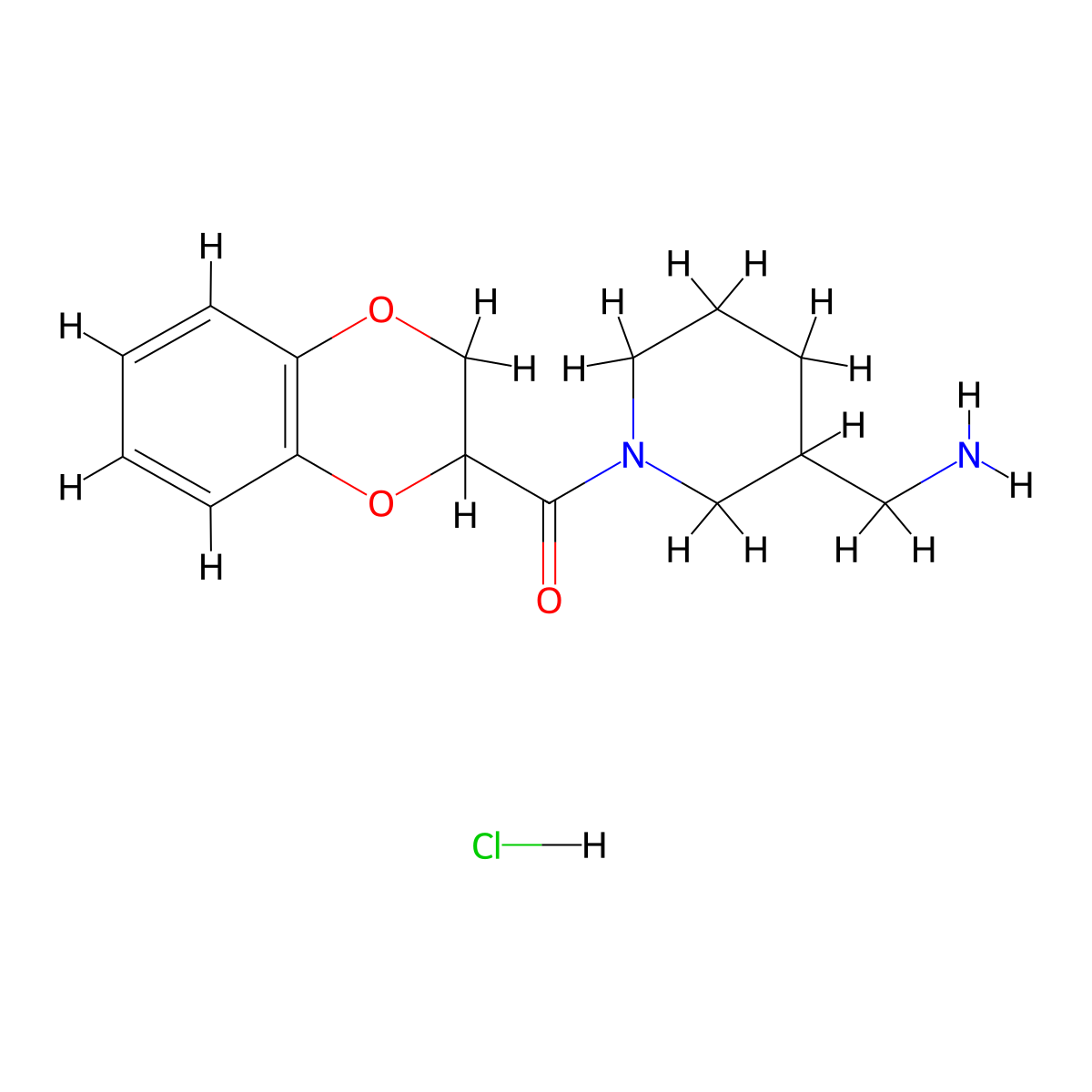 (3-(Aminomethyl)piperidin-1-yl)(2,3-dihydrobenzo[b][1,4]dioxin-2-yl)methanone hydrochloride molecular structure, CAS 1353981-69-7