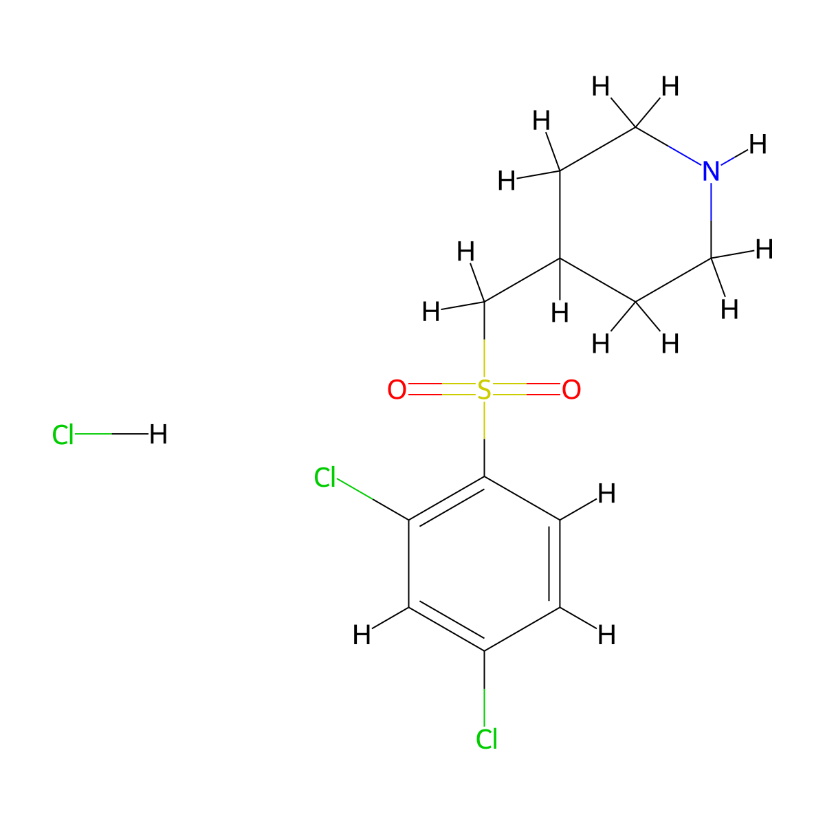 4-(((2,4-Dichlorophenyl)sulfonyl)methyl)piperidine hydrochloride molecular structure, CAS 1353981-76-6