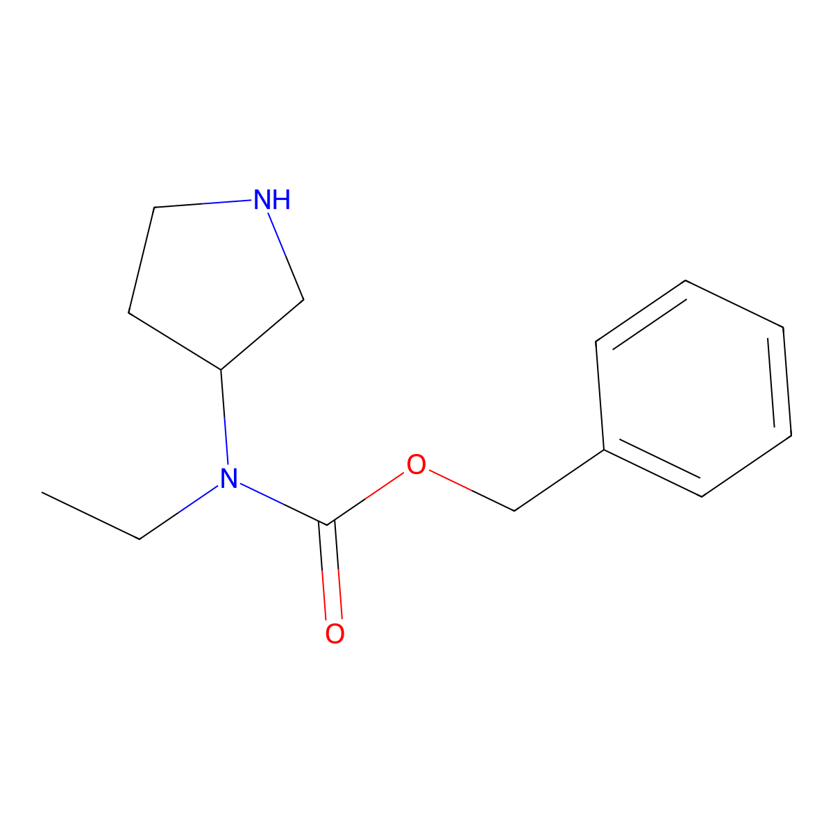 Benzyl ethyl(pyrrolidin-3-yl)carbamate molecular structure, CAS 1353982-28-1