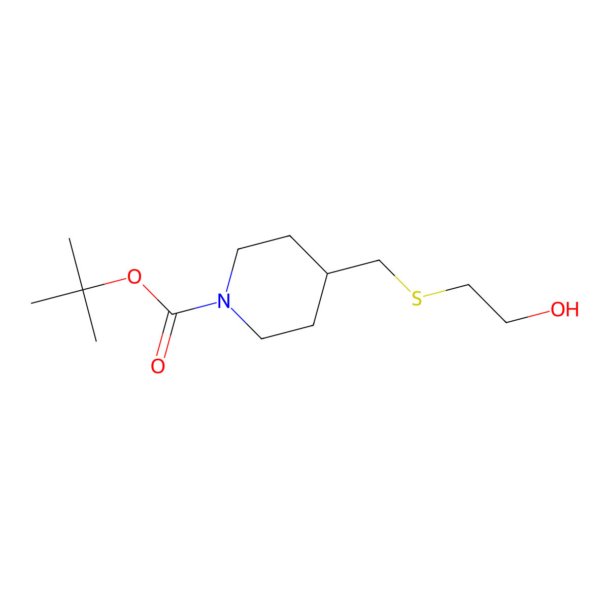 tert-Butyl 4-(((2-hydroxyethyl)thio)methyl)piperidine-1-carboxylate molecular structure, CAS 1353982-31-6