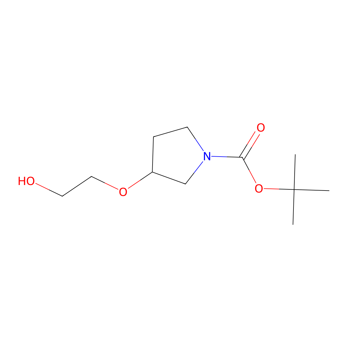 Tert-butyl 3-(2-hydroxyethoxy)pyrrolidine-1-carboxylate molecular structure, CAS 1353982-63-4