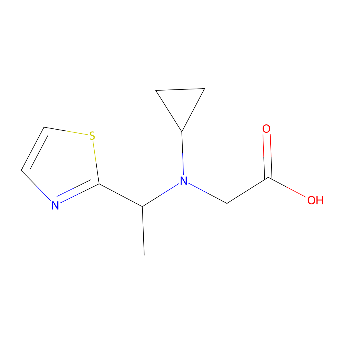 [Cyclopropyl-(1-thiazol-2-yl-ethyl)-amino]-acetic acid molecular structure, CAS 1353983-76-2