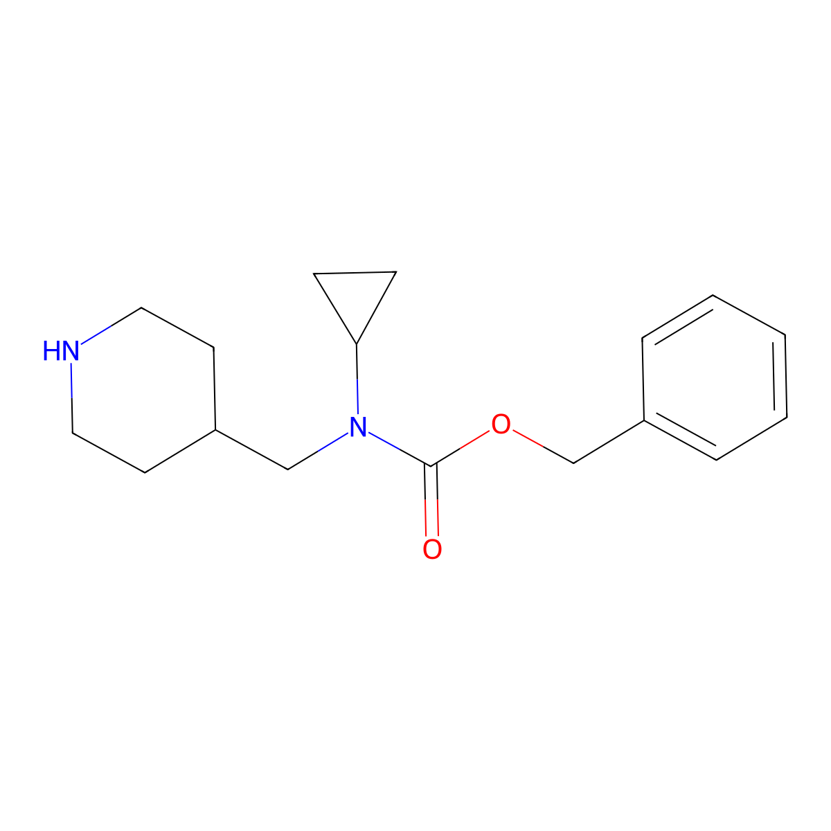 Cyclopropyl-piperidin-4-ylmethyl-carbamic acid benzyl ester molecular structure, CAS 1353983-93-3