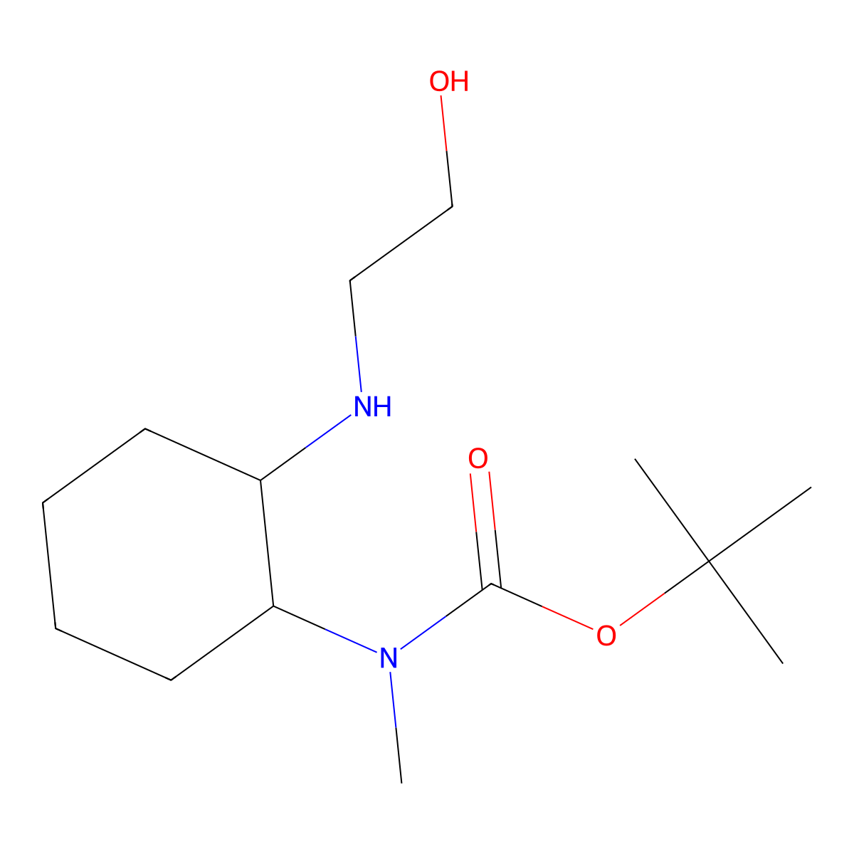 [2-(2-Hydroxy-ethylamino)-cyclohexyl]-methyl-carbamic acid tert-butyl ester molecular structure, CAS 1353984-15-2
