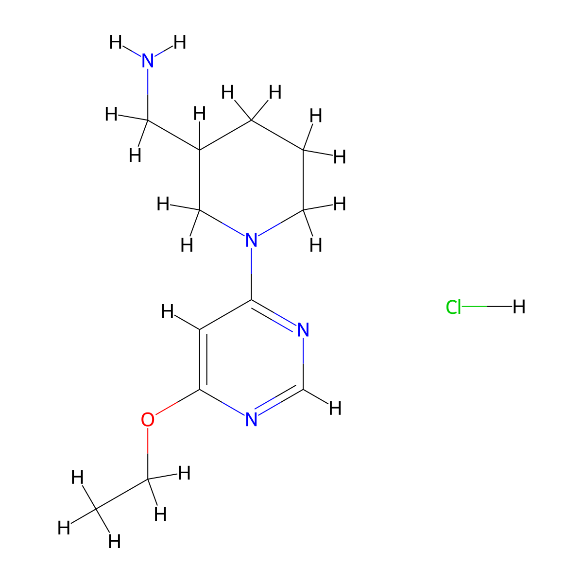 (1-(6-Ethoxypyrimidin-4-yl)piperidin-3-yl)methanamine hydrochloride molecular structure, CAS 1353984-26-5