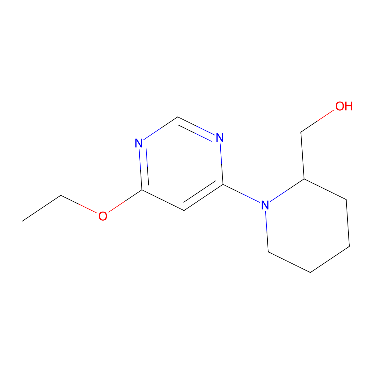 (1-(6-Ethoxypyrimidin-4-yl)piperidin-2-yl)methanol molecular structure, CAS 1353984-31-2