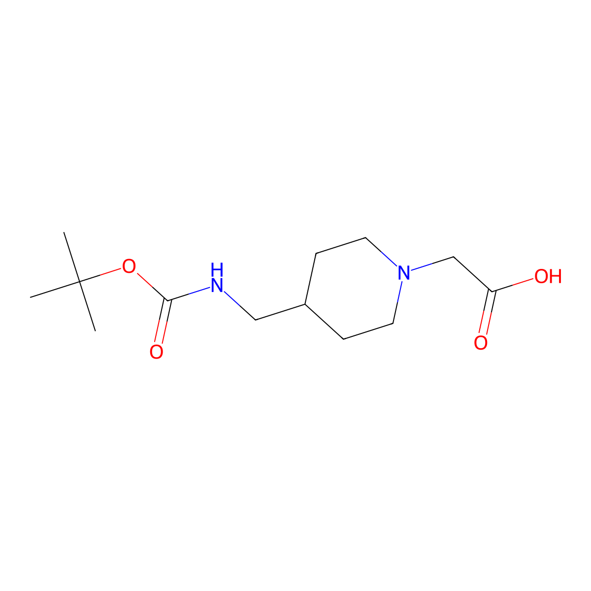 2-[4-({[(Tert-butoxy)carbonyl]amino}methyl)piperidin-1-yl]acetic acid molecular structure, CAS 1353984-41-4
