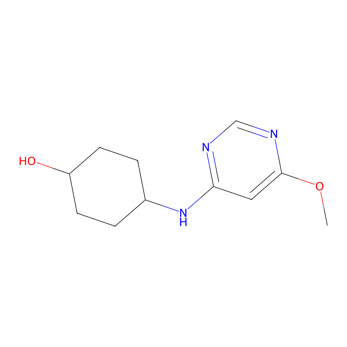 (1r,4r)-4-((6-Methoxypyrimidin-4-yl)amino)cyclohexanol molecular structure, CAS 1353984-46-9