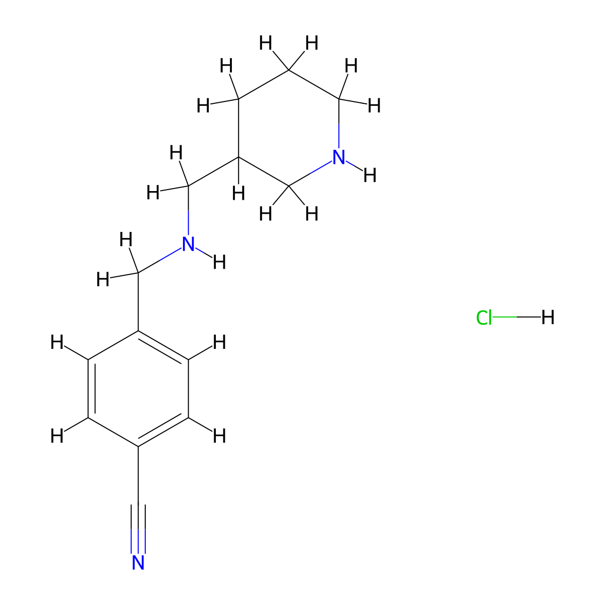 4-(((Piperidin-3-ylmethyl)amino)methyl)benzonitrile hydrochloride molecular structure, CAS 1353984-52-7