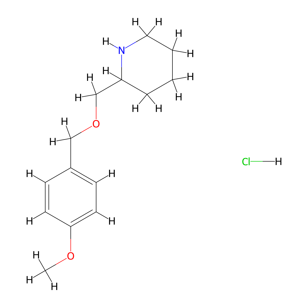 2-(((4-Methoxybenzyl)oxy)methyl)piperidine hydrochloride molecular structure, CAS 1353984-54-9