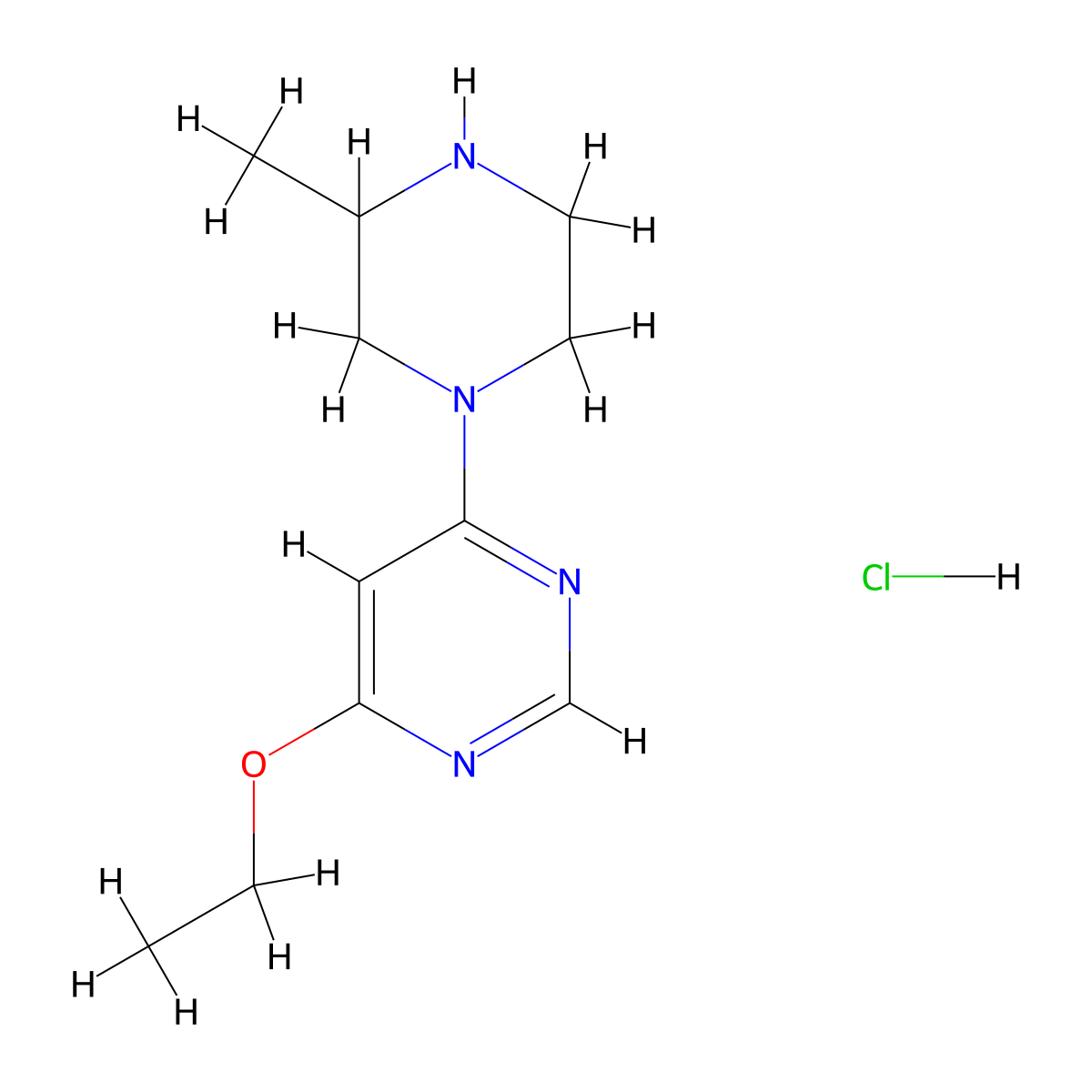 4-Ethoxy-6-(3-methylpiperazin-1-yl)pyrimidine hydrochloride molecular structure, CAS 1353984-88-9