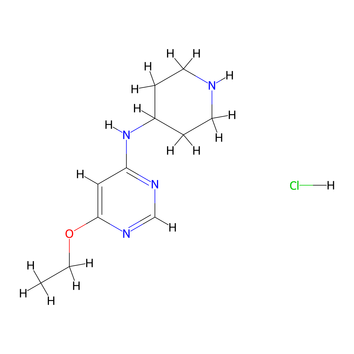 6-Ethoxy-N-(piperidin-4-yl)pyrimidin-4-amine hydrochloride molecular structure, CAS 1353984-91-4