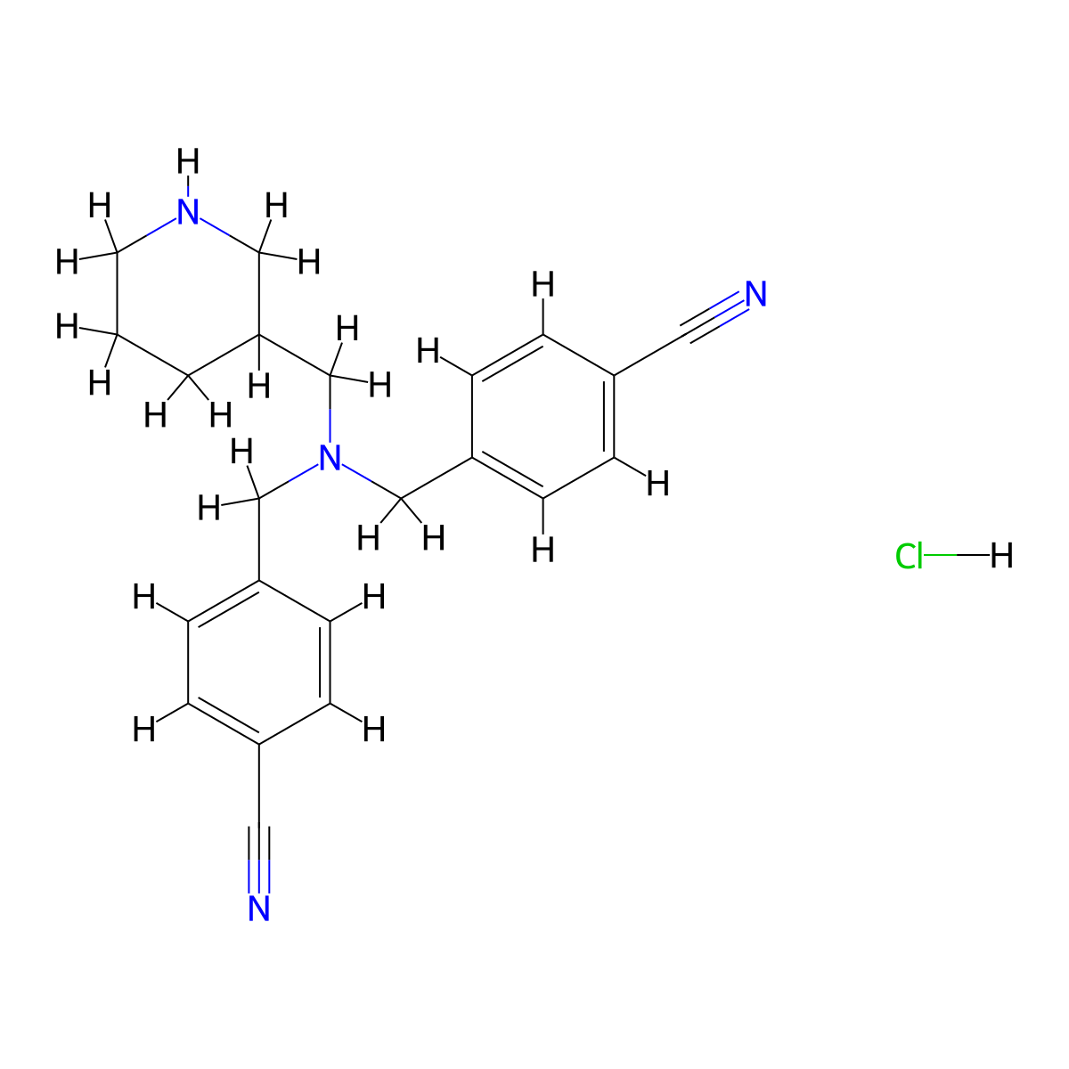 4,4'-(((Piperidin-3-ylmethyl)azanediyl)bis(methylene))dibenzonitrile hydrochloride molecular structure, CAS 1353985-11-1