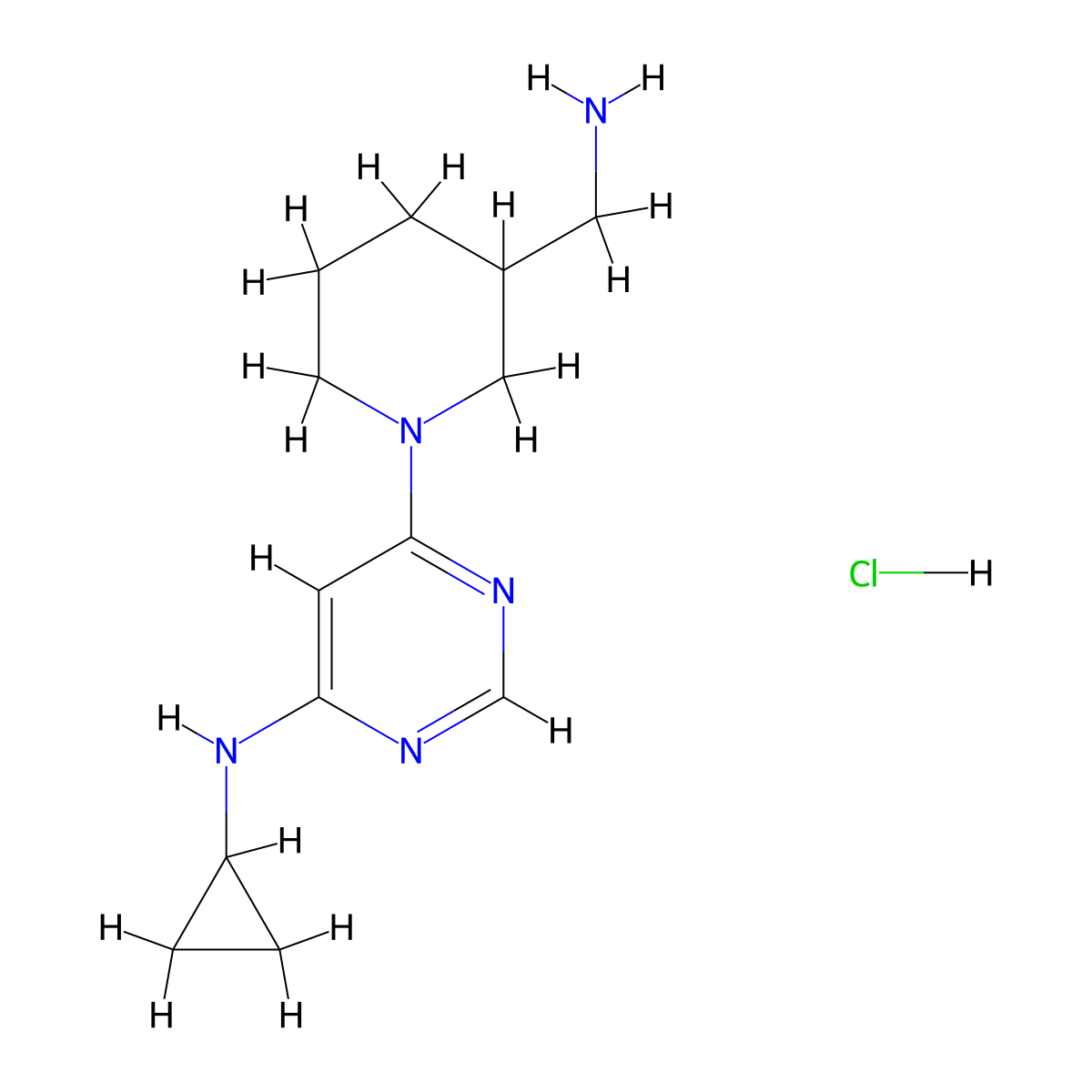 6-(3-(Aminomethyl)piperidin-1-yl)-N-cyclopropylpyrimidin-4-amine hydrochloride molecular structure, CAS 1353985-14-4