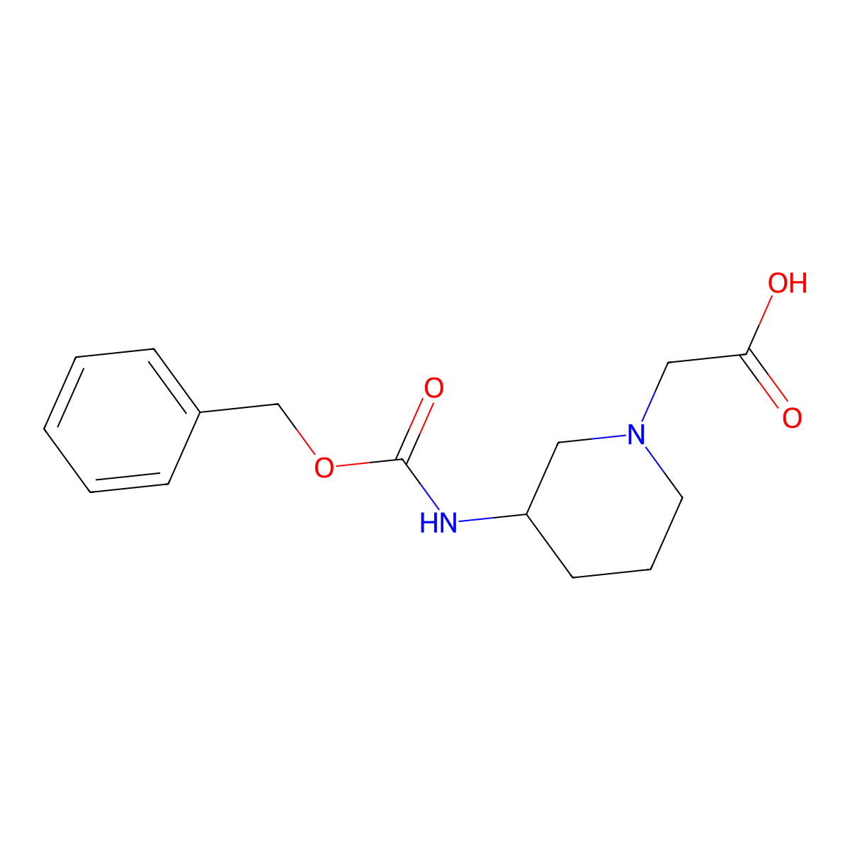 (3-Benzyloxycarbonylamino-piperidin-1-yl)-acetic acid molecular structure, CAS 1353985-17-7