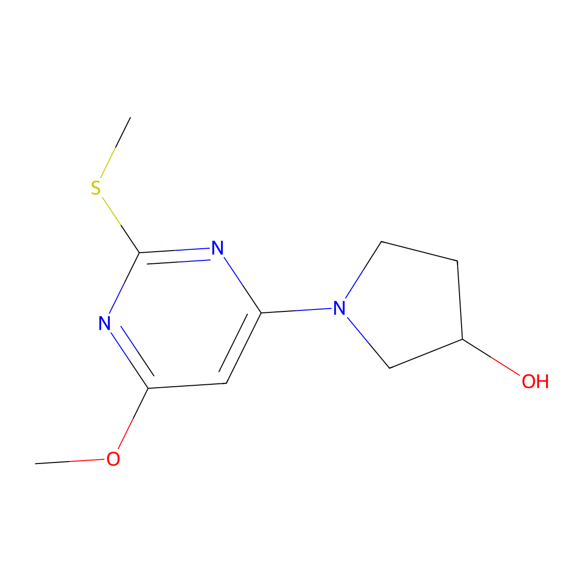 1-(6-Methoxy-2-(methylthio)pyrimidin-4-yl)pyrrolidin-3-ol molecular structure, CAS 1353985-21-3