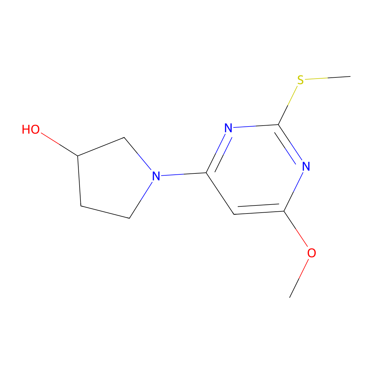 1-(6-Methoxy-2-(methylthio)pyrimidin-4-yl)pyrrolidin-3-ol molecular structure, CAS 1353985-21-3