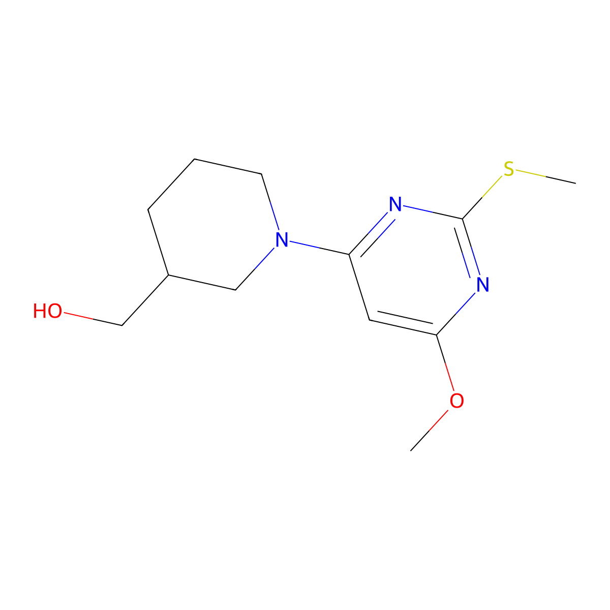 (1-(6-Methoxy-2-(methylthio)pyrimidin-4-yl)piperidin-3-yl)methanol molecular structure, CAS 1353985-24-6