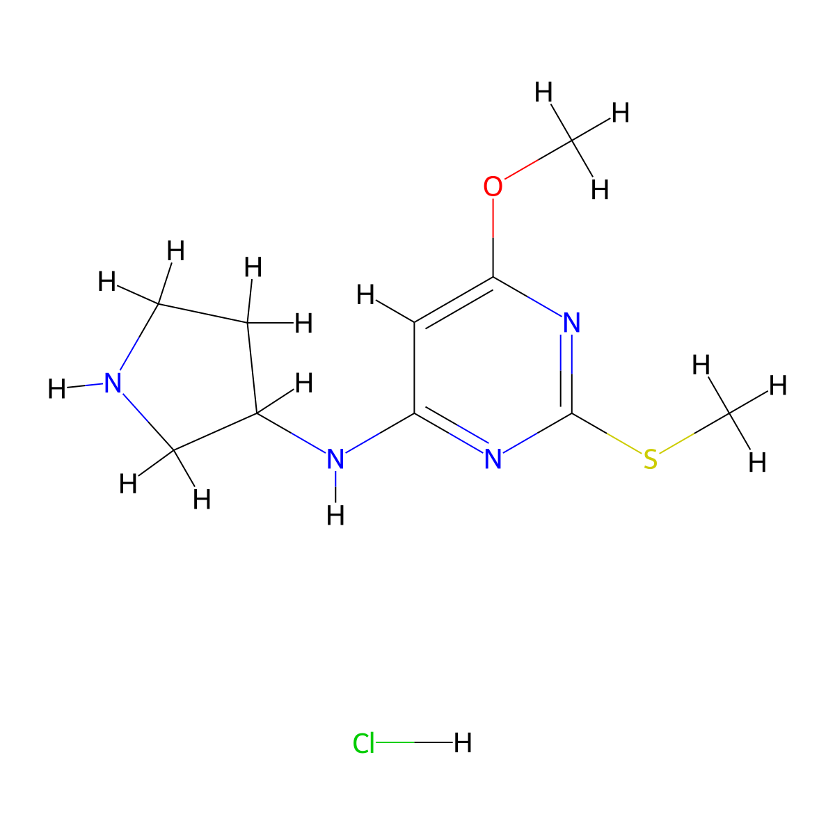 6-Methoxy-2-(methylthio)-N-(pyrrolidin-3-yl)pyrimidin-4-amine hydrochloride molecular structure, CAS 1353985-32-6