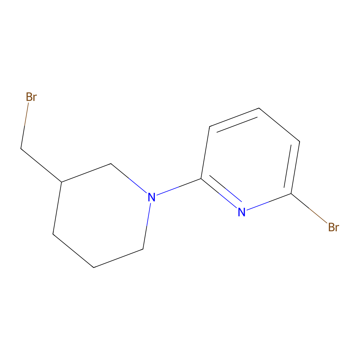 2-Bromo-6-(3-(bromomethyl)piperidin-1-yl)pyridine molecular structure, CAS 1353985-57-5