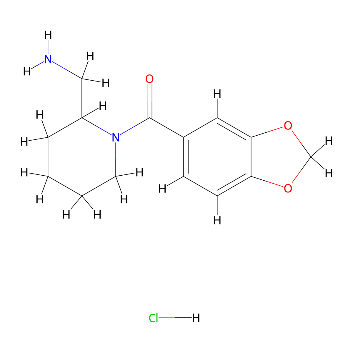(2-(Aminomethyl)piperidin-1-yl)(benzo[d][1,3]dioxol-5-yl)methanone hydrochloride molecular structure, CAS 1353985-61-1