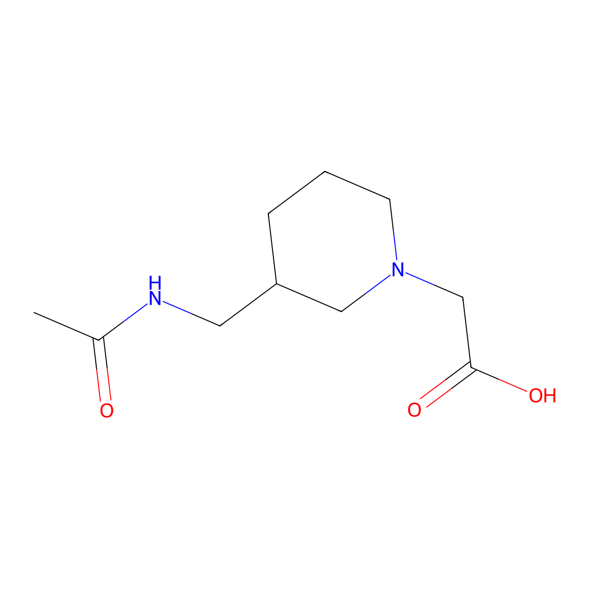 [3-(Acetylamino-methyl)-piperidin-1-yl]-acetic acid molecular structure, CAS 1353985-64-4