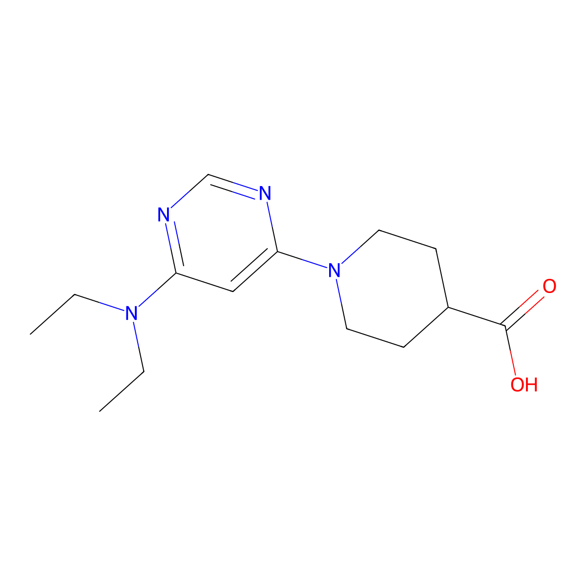 1-(6-(Diethylamino)pyrimidin-4-yl)piperidine-4-carboxylic acid molecular structure, CAS 1353985-75-7