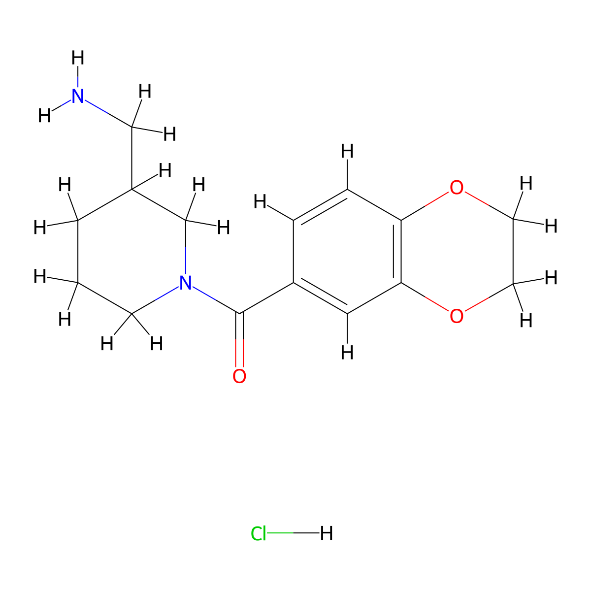 (3-(Aminomethyl)piperidin-1-yl)(2,3-dihydrobenzo[b][1,4]dioxin-6-yl)methanone hydrochloride molecular structure, CAS 1353986-22-7