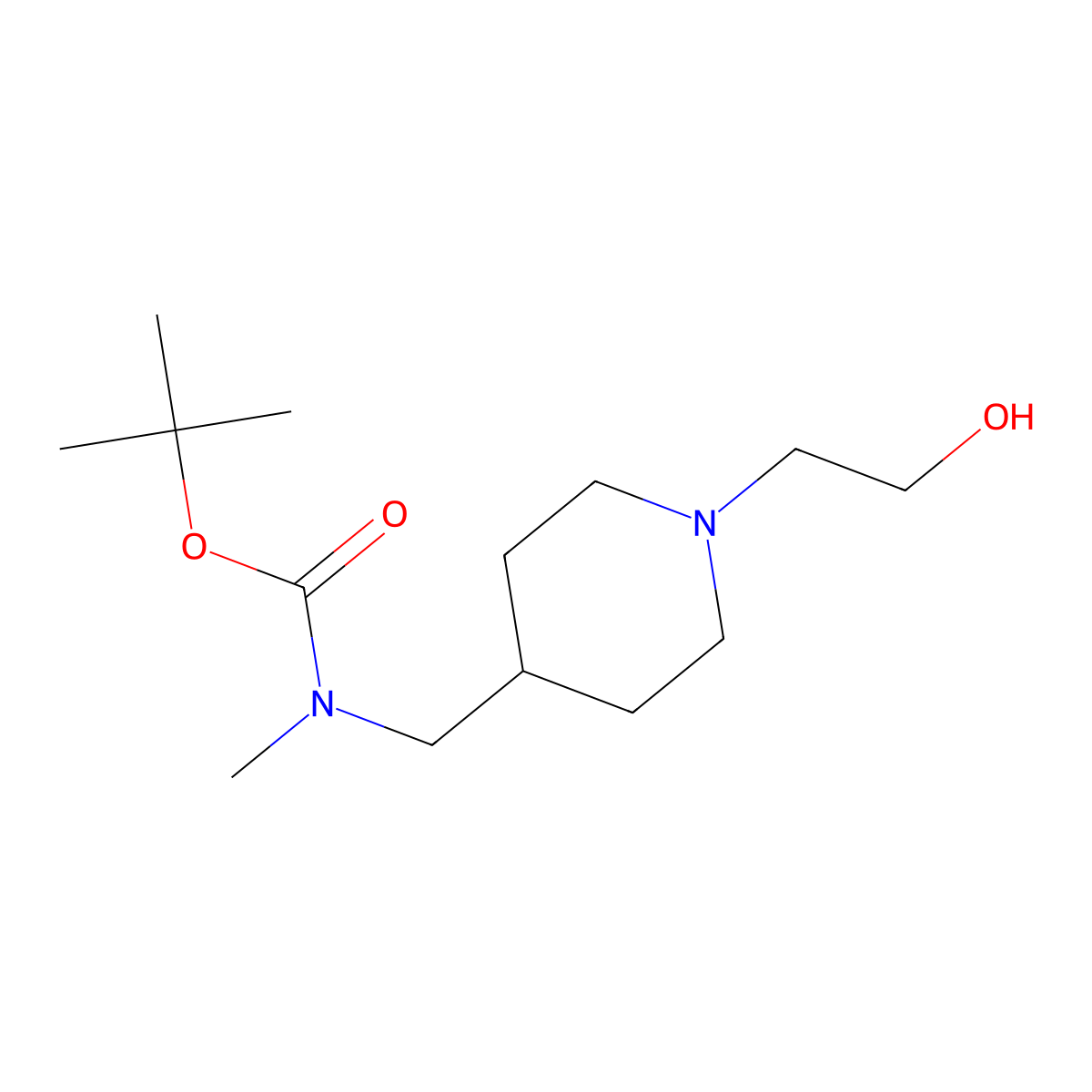 tert-Butyl ((1-(2-hydroxyethyl)piperidin-4-yl)methyl)(methyl)carbamate molecular structure, CAS 1353986-97-6