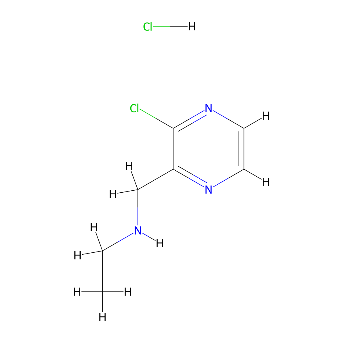 N-((3-chloropyrazin-2-yl)methyl)ethanamine hydrochloride molecular structure, CAS 1353987-05-9