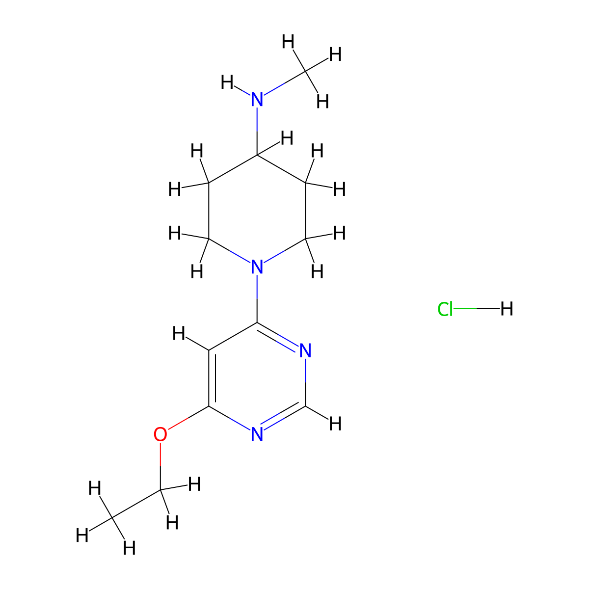 1-(6-Ethoxypyrimidin-4-yl)-N-methylpiperidin-4-amine hydrochloride molecular structure, CAS 1353987-27-5
