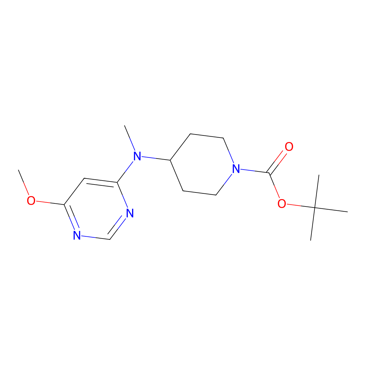 tert-Butyl 4-((6-methoxypyrimidin-4-yl)(methyl)amino)piperidine-1-carboxylate molecular structure, CAS 1353987-31-1