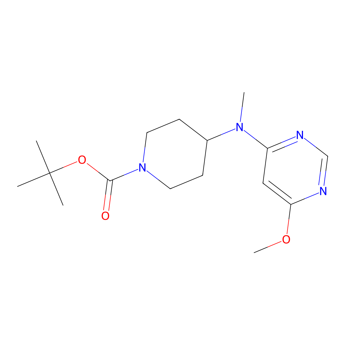 tert-Butyl 4-((6-methoxypyrimidin-4-yl)(methyl)amino)piperidine-1-carboxylate molecular structure, CAS 1353987-31-1