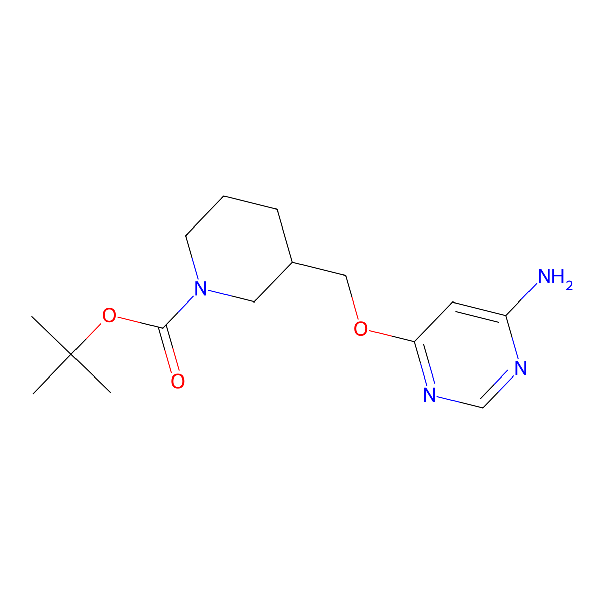 tert-Butyl 3-(((6-aminopyrimidin-4-yl)oxy)methyl)piperidine-1-carboxylate molecular structure, CAS 1353987-41-3