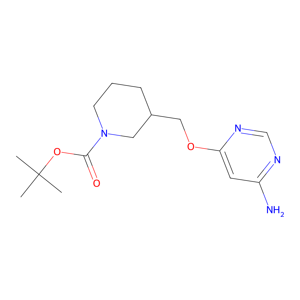 tert-Butyl 3-(((6-aminopyrimidin-4-yl)oxy)methyl)piperidine-1-carboxylate molecular structure, CAS 1353987-41-3