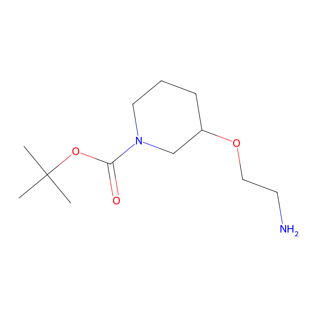 Tert-butyl 3-(2-aminoethoxy)piperidine-1-carboxylate molecular structure, CAS 1353987-73-1