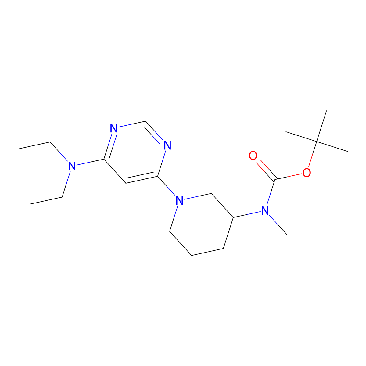 tert-Butyl (1-(6-(diethylamino)pyrimidin-4-yl)piperidin-3-yl)(methyl)carbamate molecular structure, CAS 1353987-99-1